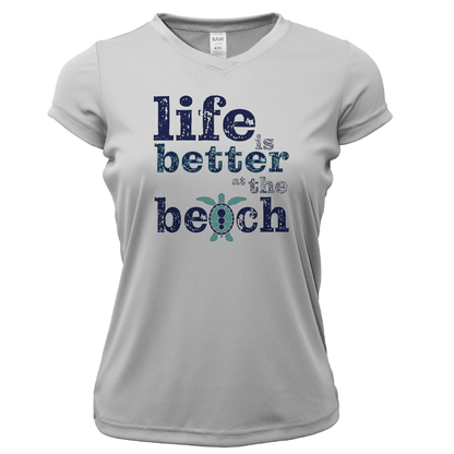 Saltwater Born St. Pete Beach, FL "Life is Better At The Beach" Turtle Women's Short Sleeve UPF 50+ Dry - Fit Shirt - Angler's Pro Tackle & Outdoors