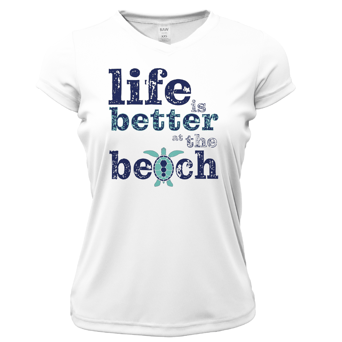 Saltwater Born St. Pete Beach, FL "Life is Better At The Beach" Turtle Women's Short Sleeve UPF 50+ Dry - Fit Shirt - Angler's Pro Tackle & Outdoors