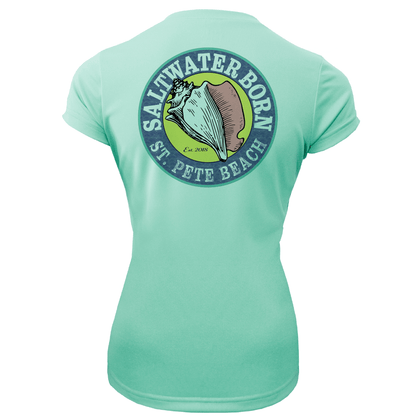 Saltwater Born St. Pete Beach, FL "Life is Better At The Beach" Turtle Women's Short Sleeve UPF 50+ Dry - Fit Shirt - Angler's Pro Tackle & Outdoors