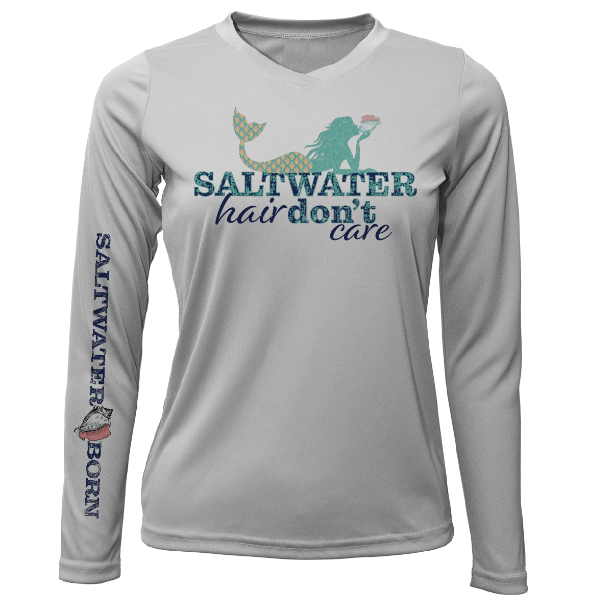 Saltwater Born St. Pete Beach, FL "Saltwater Hair Don't Care" Long Sleeve UPF 50+ Dry - Fit Shirt - Angler's Pro Tackle & Outdoors