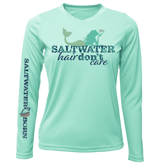 Saltwater Born St. Pete Beach, FL "Saltwater Hair Don't Care" Long Sleeve UPF 50+ Dry - Fit Shirt - Angler's Pro Tackle & Outdoors