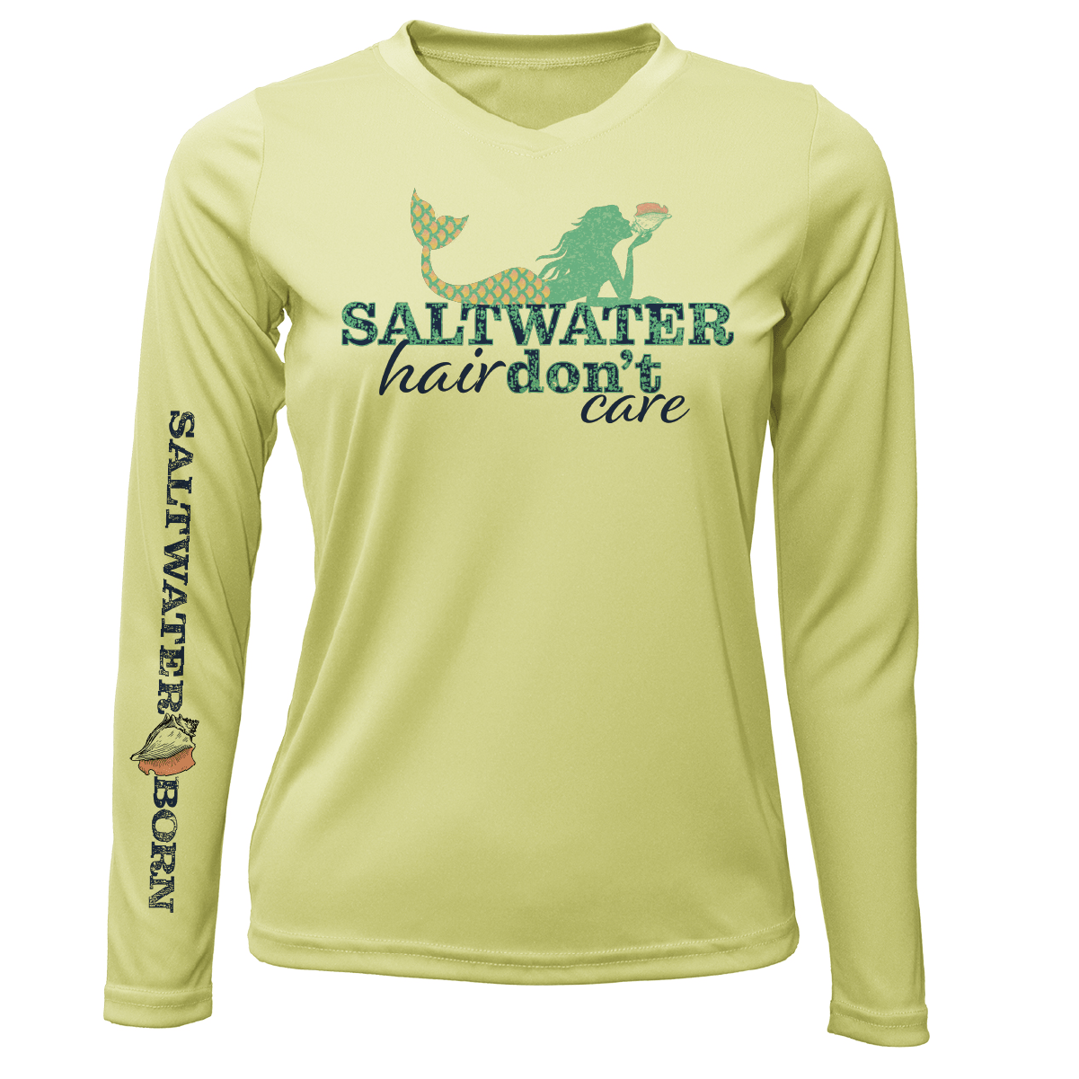 Saltwater Born St. Pete Beach, FL "Saltwater Hair Don't Care" Long Sleeve UPF 50+ Dry - Fit Shirt - Angler's Pro Tackle & Outdoors