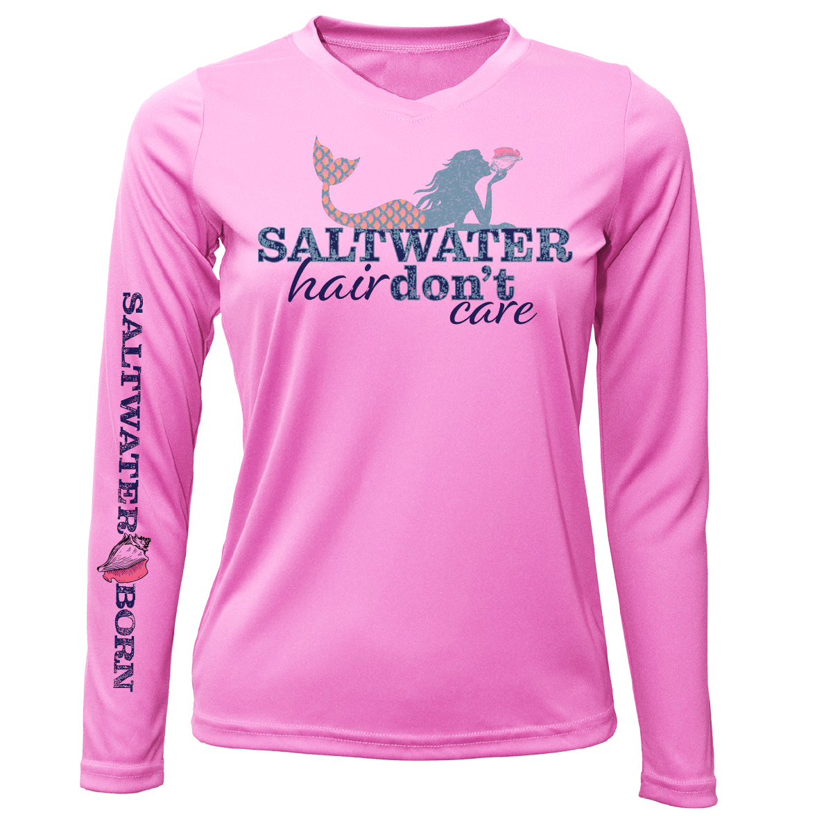 Saltwater Born St. Pete Beach, FL "Saltwater Hair Don't Care" Long Sleeve UPF 50+ Dry - Fit Shirt - Angler's Pro Tackle & Outdoors