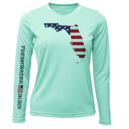 Saltwater Born State of Florida USA Freshwater Born Women's Long Sleeve UPF 50+ Dry - Fit Shirt - Angler's Pro Tackle & Outdoors