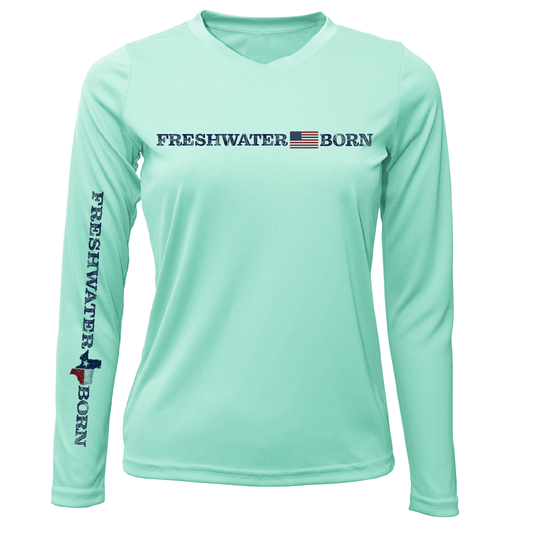 Saltwater Born Texas Freshwater Born Linear Logo Women's Long Sleeve UPF 50+ Dry - Fit Shirt - Angler's Pro Tackle & Outdoors