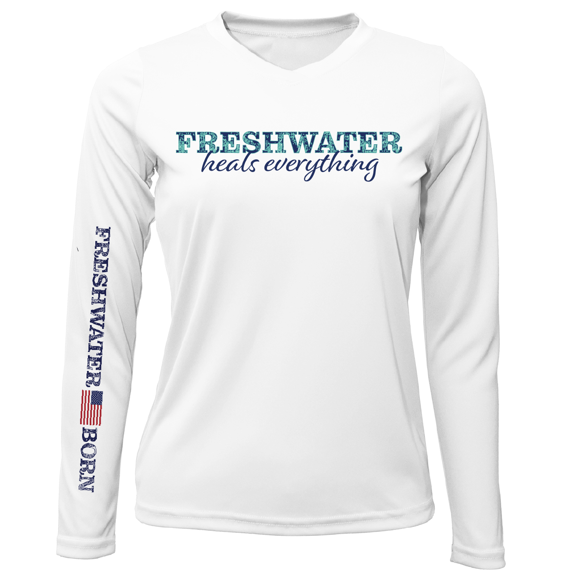 Saltwater Born Texas "Freshwater Heals Everything" Women's Long Sleeve UPF 50+ Dry - Fit Shirt - Angler's Pro Tackle & Outdoors