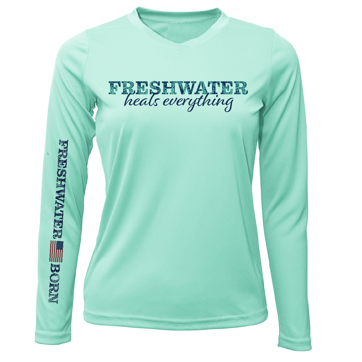 Saltwater Born Texas "Freshwater Heals Everything" Women's Long Sleeve UPF 50+ Dry - Fit Shirt - Angler's Pro Tackle & Outdoors