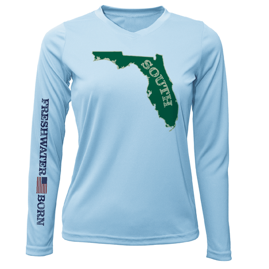 Saltwater Born USF Green and Gold Freshwater Born Women's Long Sleeve UPF 50+ Dry - Fit Shirt - Angler's Pro Tackle & Outdoors