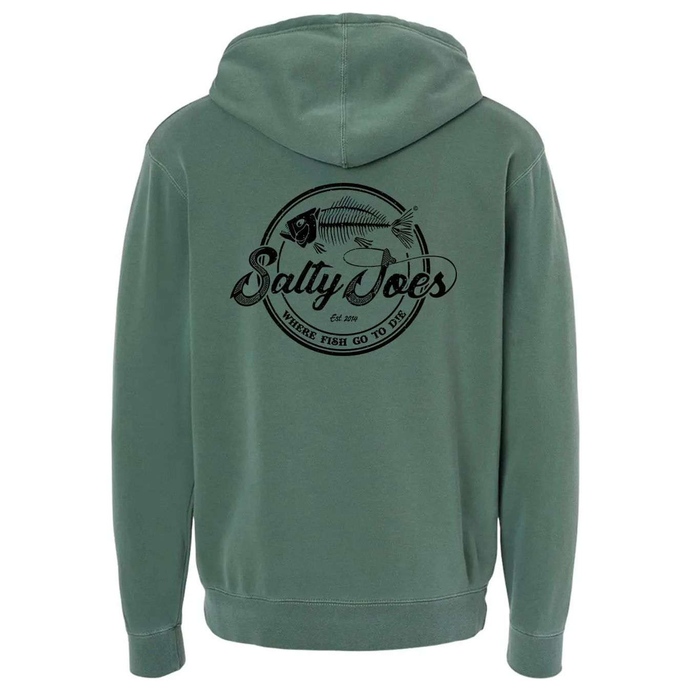 Salty Joe's Skeleton Hook Pigment - Dyed Fishing Hoodie - Angler's Pro Tackle & Outdoors