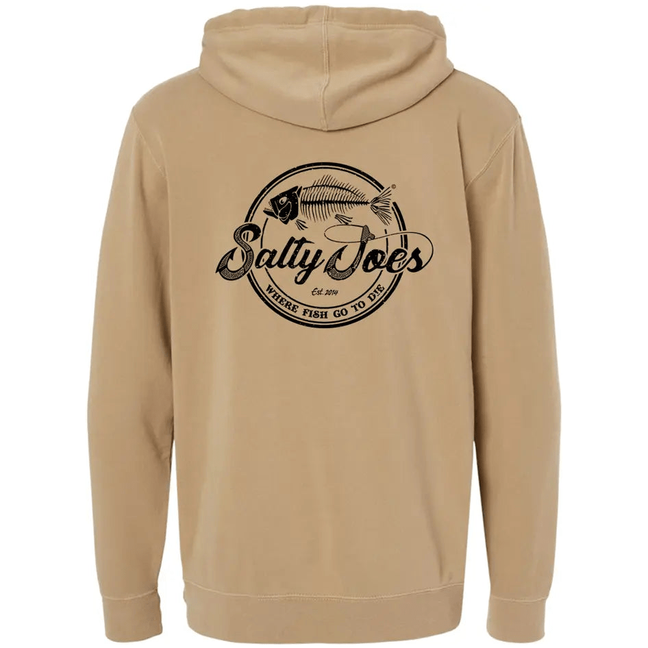 Salty Joe's Skeleton Hook Pigment - Dyed Fishing Hoodie - Angler's Pro Tackle & Outdoors