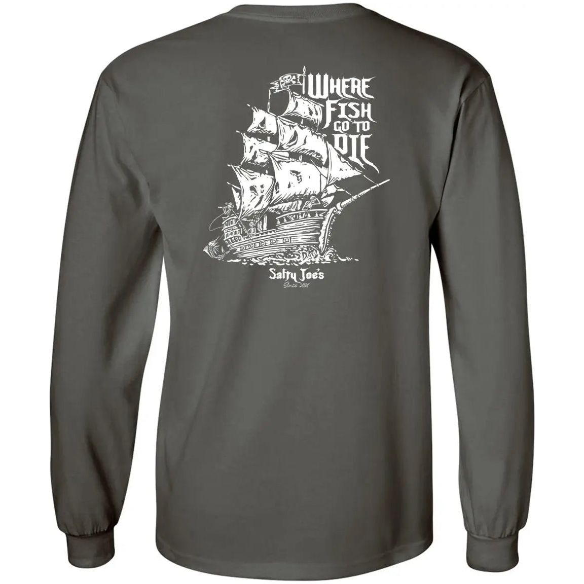 Salty Joe's Skeleton Ship Long Sleeve Fishing T Shirt - Angler's Pro Tackle & Outdoors