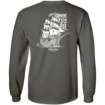Salty Joe's Skeleton Ship Long Sleeve Fishing T Shirt - Angler's Pro Tackle & Outdoors