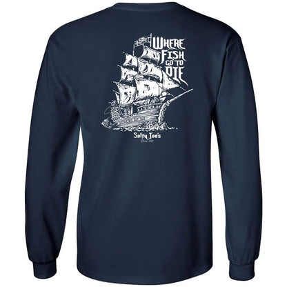 Salty Joe's Skeleton Ship Long Sleeve Fishing T Shirt - Angler's Pro Tackle & Outdoors