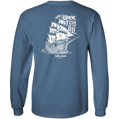 Salty Joe's Skeleton Ship Long Sleeve Fishing T Shirt - Angler's Pro Tackle & Outdoors