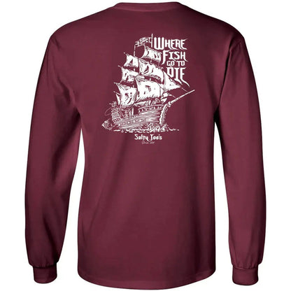Salty Joe's Skeleton Ship Long Sleeve Fishing T Shirt - Angler's Pro Tackle & Outdoors