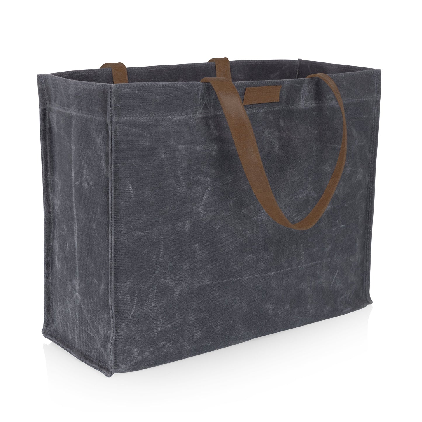 Picnic Time Market Waxed Canvas Tote with Leatherette Handles