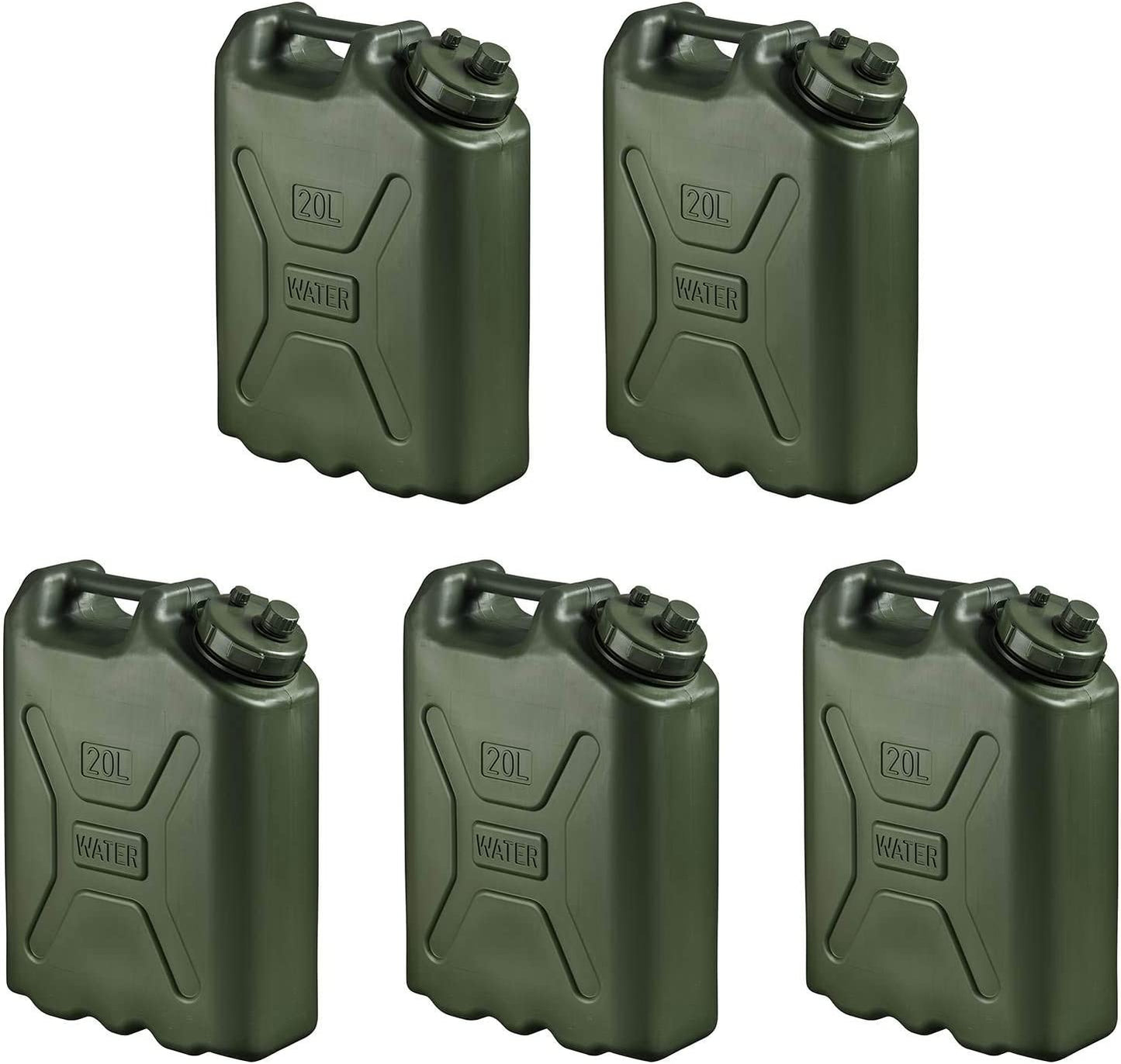 Scepter 5 Gallon 20 Liter Portable Water Storage Container, Green (5 Pack) - Angler's Pro Tackle & Outdoors