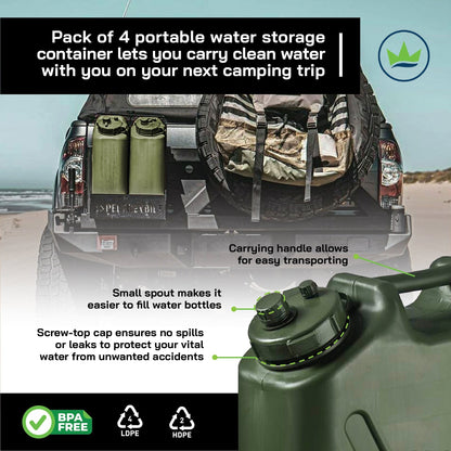 Scepter BPA Durable 5 Gallon 20 Liter Portable Water Storage Container (4 Pack) - Angler's Pro Tackle & Outdoors