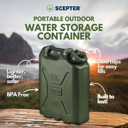 Scepter BPA Durable 5 Gallon 20 Liter Portable Water Storage Container, Green - Angler's Pro Tackle & Outdoors