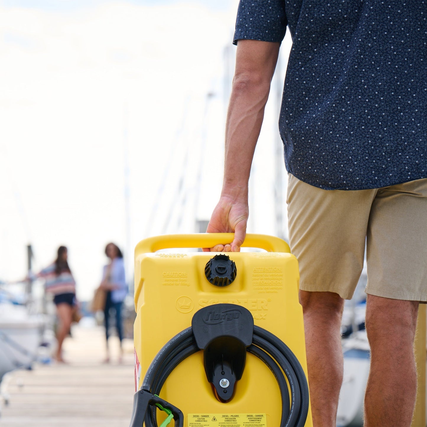 Scepter Flo N' Go Duramax 14 Gal Diesel Fuel Tank Container Caddy & Pump, Yellow - Angler's Pro Tackle & Outdoors