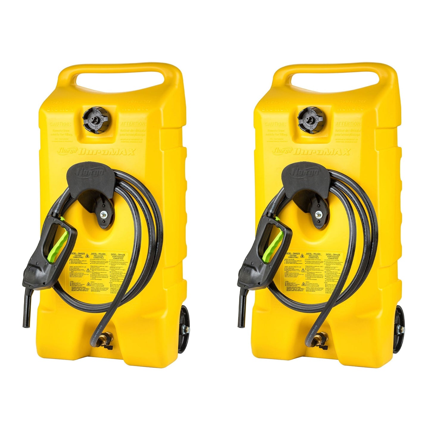 Scepter Flo N Go Duramax 14 Gal Diesel Fuel Tank Container Pump, 2 Pack, Yellow - Angler's Pro Tackle & Outdoors