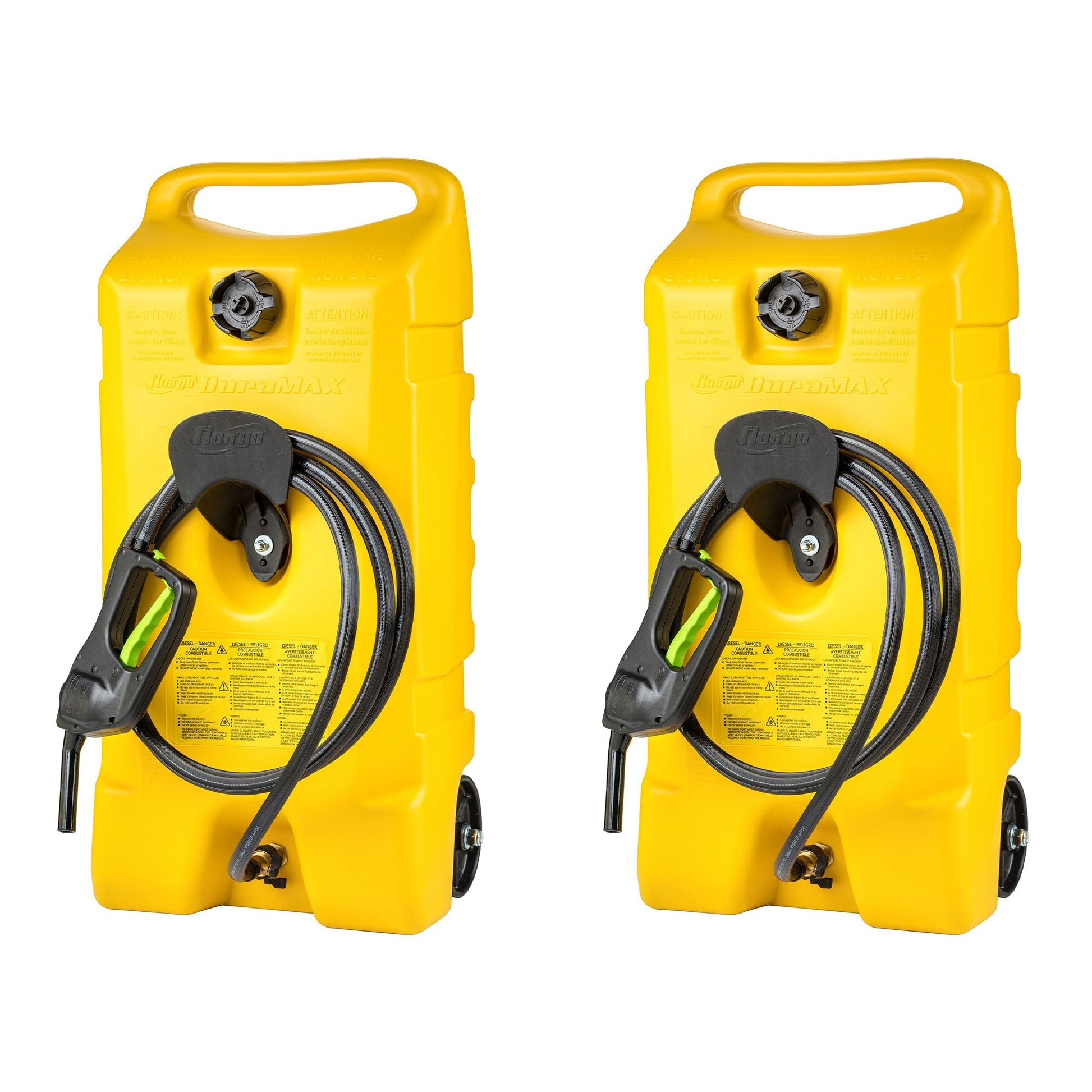 Scepter Flo N Go Duramax 14 Gal Diesel Fuel Tank Container Pump, 2 Pack, Yellow - Angler's Pro Tackle & Outdoors