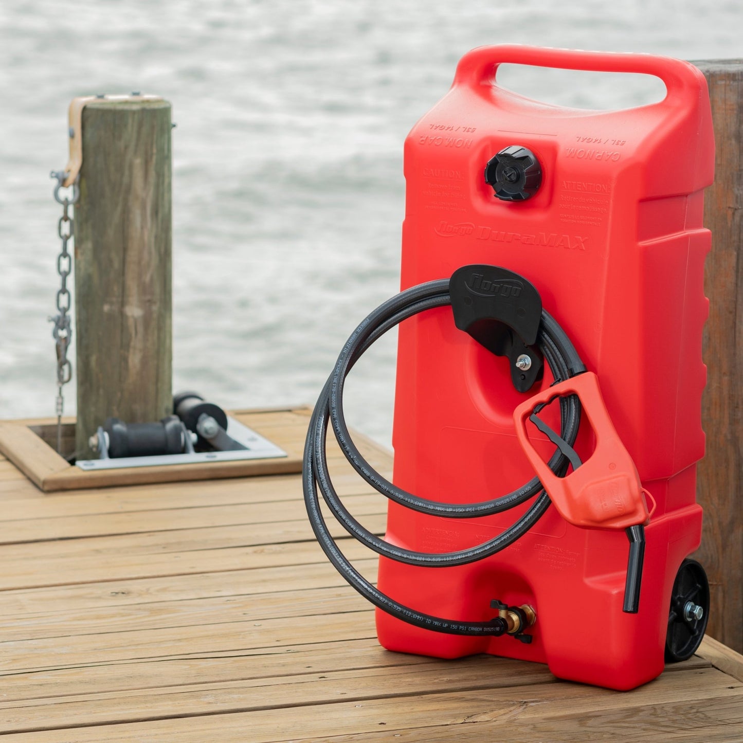 Scepter Flo N' Go Duramax 14 Gal Gas Fuel Tank Container Caddy Can & Pump, Red - Angler's Pro Tackle & Outdoors