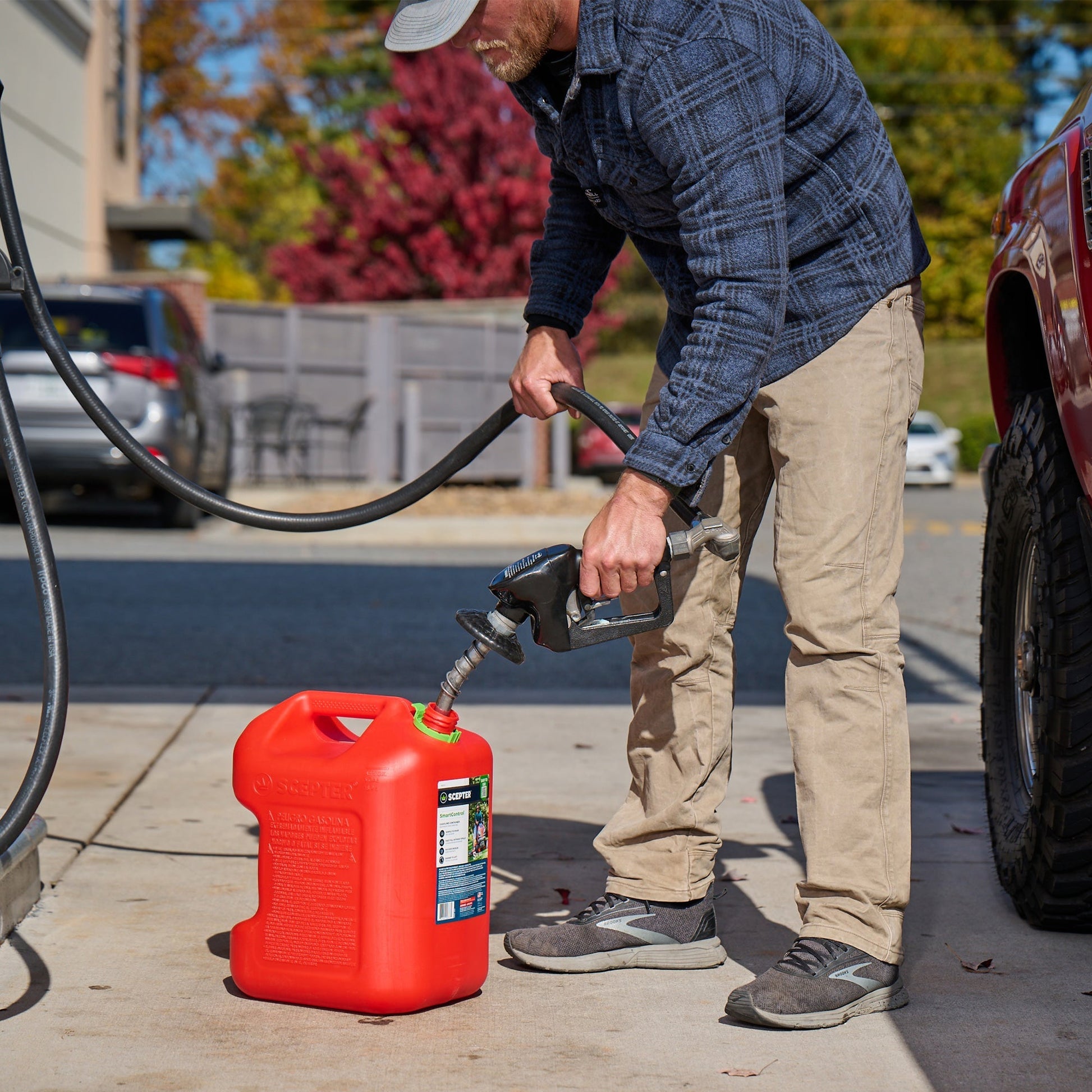 Scepter SmartControl Dual Handle 5 Gal Gasoline Can Jug with Funnel, 2 Pack, Red - Angler's Pro Tackle & Outdoors