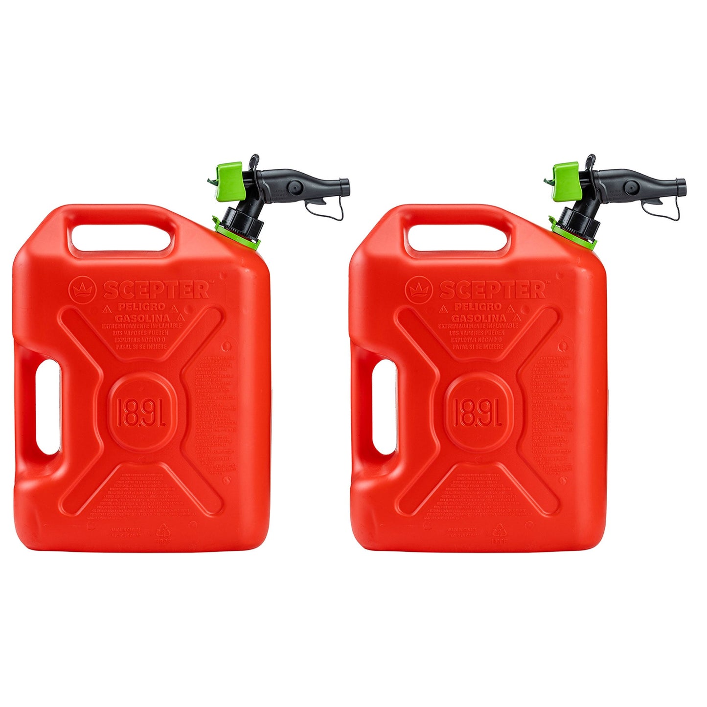 Scepter SmartControl Dual Handle Diesel Gas Container Jug, 5 Gal, 2 Pack, Red - Angler's Pro Tackle & Outdoors