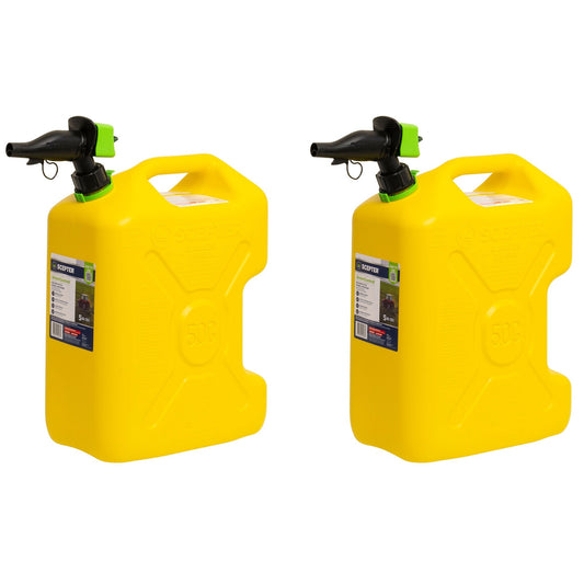 Scepter SmartControl Dual Handle Diesel Gas Container Jug, 5 Gal, 2 Pack, Yellow - Angler's Pro Tackle & Outdoors