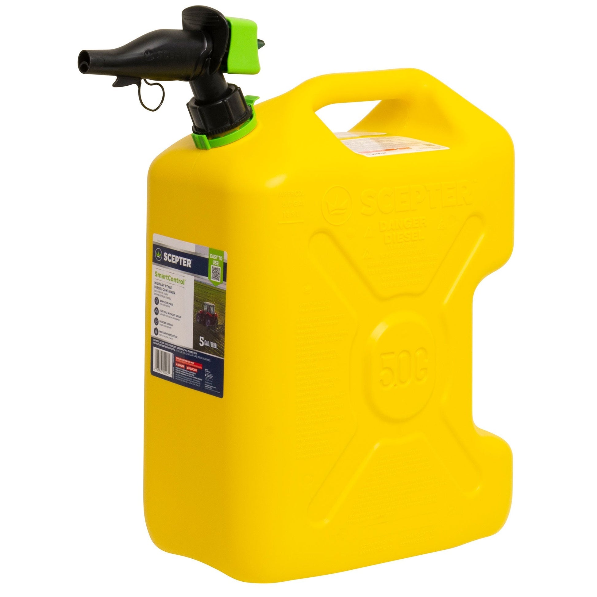 Scepter SmartControl Dual Handle Diesel Gas Container Jug, 5 Gal, 2 Pack, Yellow - Angler's Pro Tackle & Outdoors