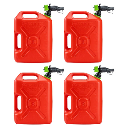 Scepter SmartControl Dual Handle Diesel Gas Container Jug, 5 Gal, 4 Pack, Red - Angler's Pro Tackle & Outdoors