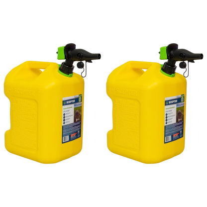 Scepter SmartControl Rear Handle Diesel Gas Jug, 5 Gal/18.9L, 2 Pack, Yellow - Angler's Pro Tackle & Outdoors