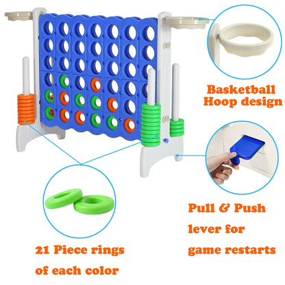 SDADI Giant 33 Inch 4 - In - A - Row Game and Basketball Game for Kids, Gray and Blue - Angler's Pro Tackle & Outdoors