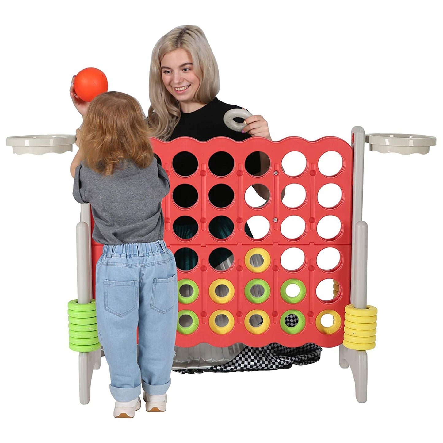 SDADI Giant 33 Inch 4 - In - A - Row Game and Basketball Game for Kids, Gray and Red - Angler's Pro Tackle & Outdoors