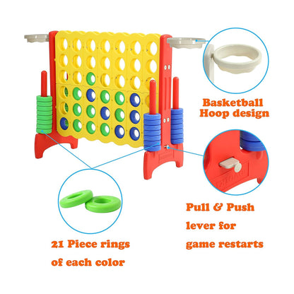 SDADI Giant 33 Inch 4 - In - A - Row Game and Basketball Game for Kids, Yellow and Red - Angler's Pro Tackle & Outdoors