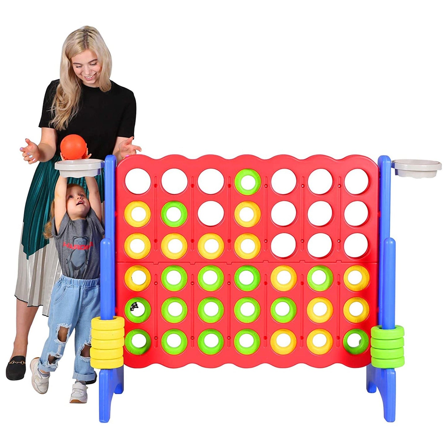 SDADI Giant 64 Inch 4 - In - A - Row Game and Basketball Game for Kids, Blue and Red - Angler's Pro Tackle & Outdoors