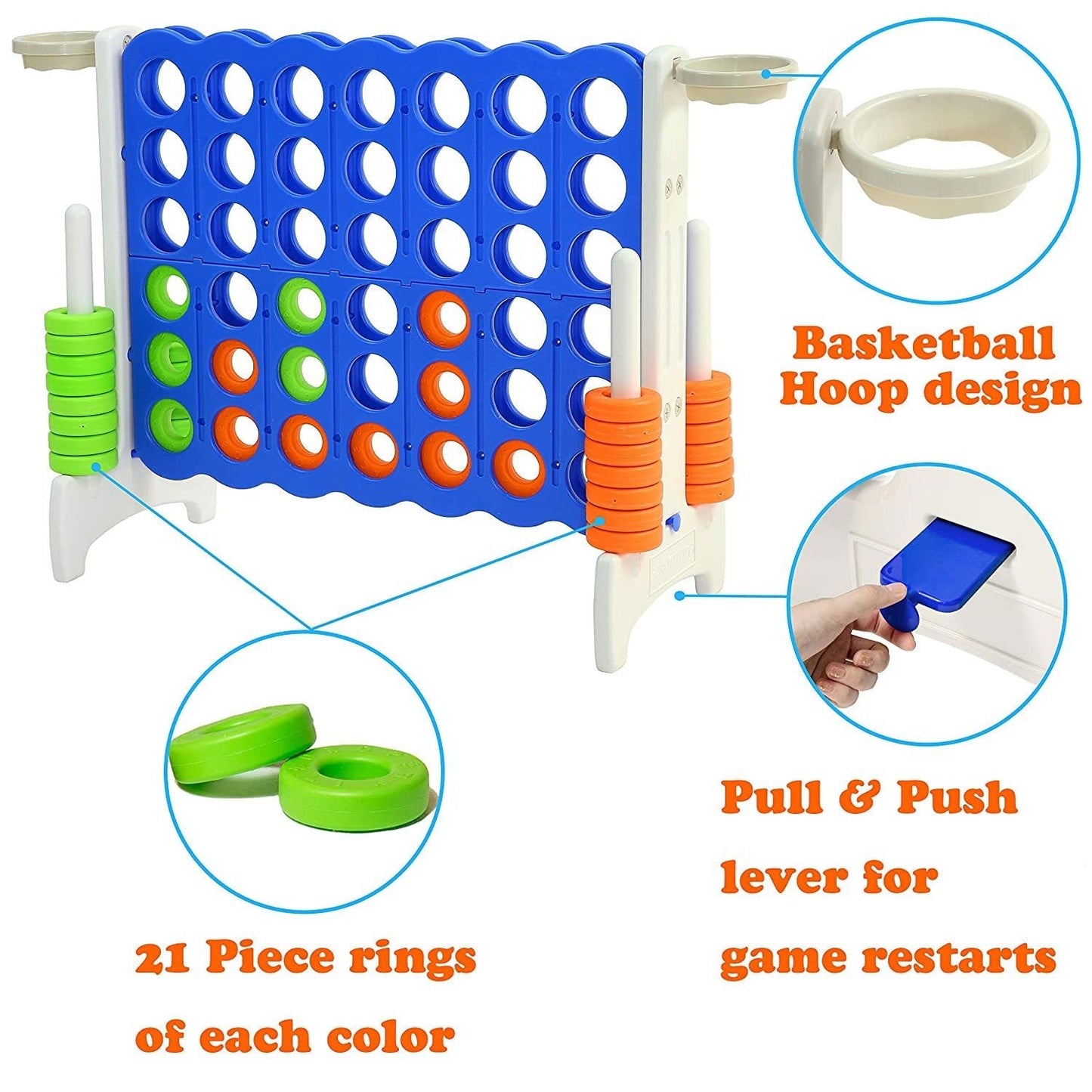 SDADI Giant Jumbo 4 in a Row Connect Game Indoor Outdoor Yard Game with Hoops - Angler's Pro Tackle & Outdoors