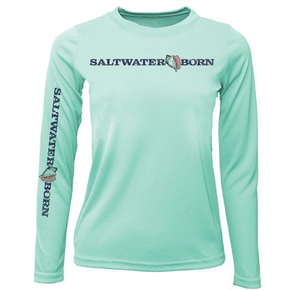 Saltwater Born Key West, FL Saltwater Born Linear Logo Girl's Long Sleeve UPF 50+ Dry-Fit Shirt