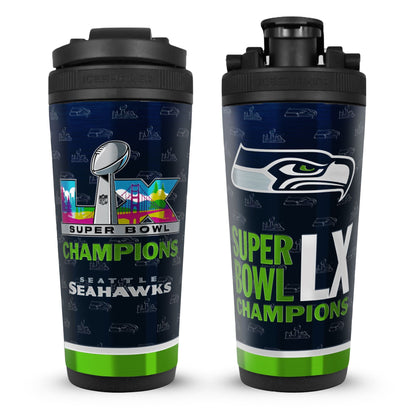 Seattle Seahawks Superbowl LX Champions 26oz Ice Shaker - Angler's Pro Tackle & Outdoors