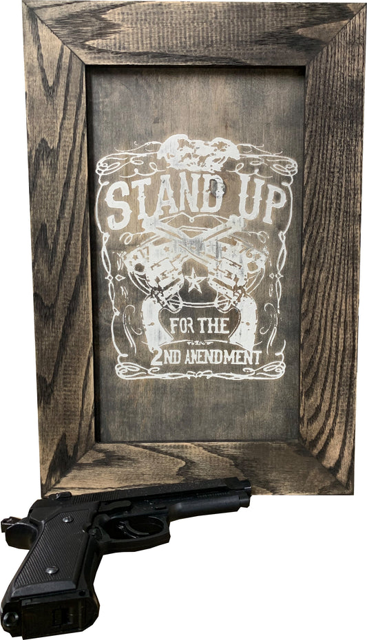 Bellewood Designs - Stand Up for the 2nd Amendment Hidden Gun Storage Firearm Concealment Wall Decor