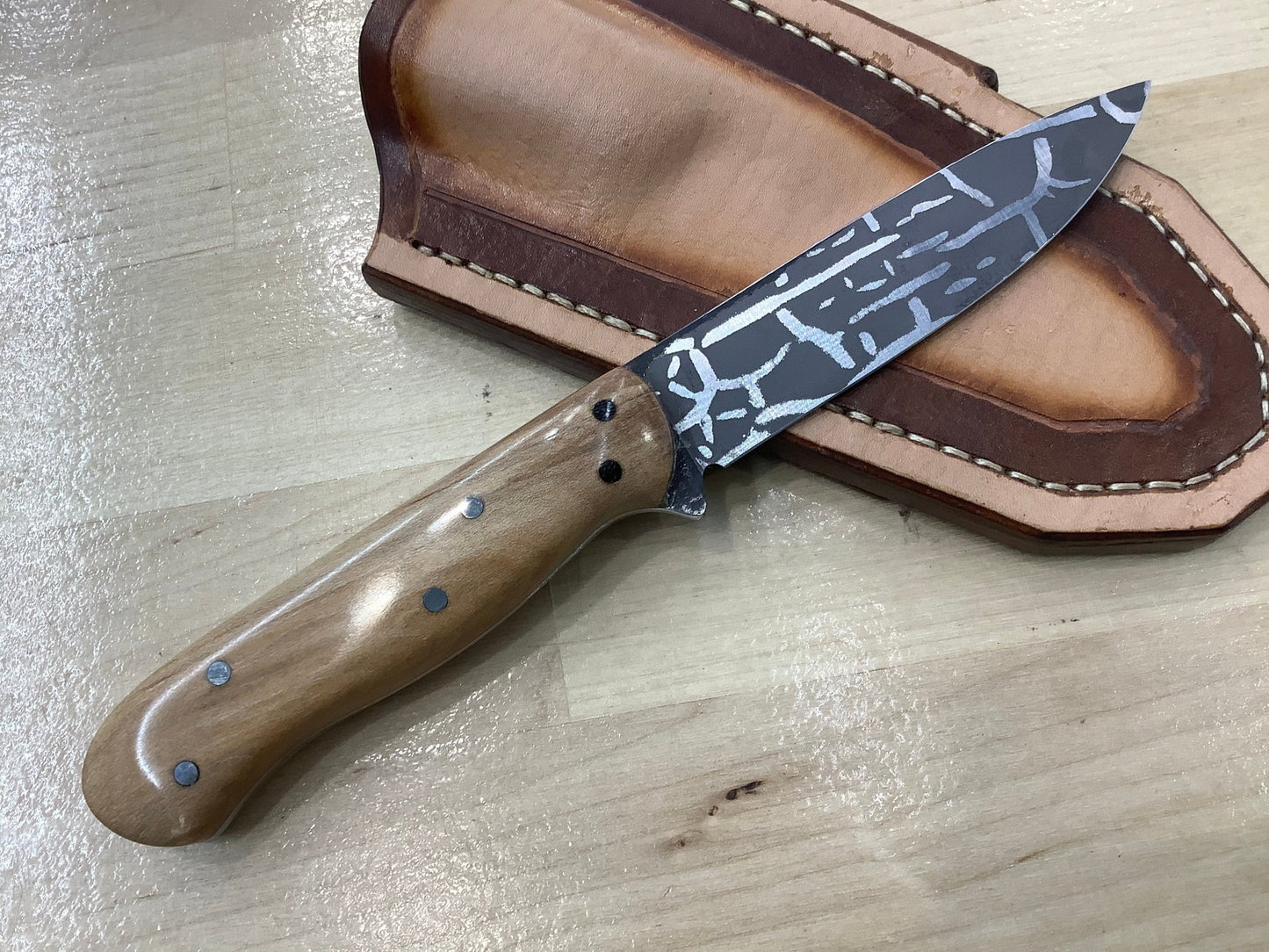 Serenity Knives Houston - American Heritage Utility CPM154 with Handmade Leather Sheath - Angler's Pro Tackle & Outdoors