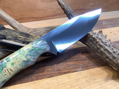 Serenity Knives Houston - Trailing Point Hunter - ATS34 - Green Box Elder Burl - Kydex Sheath - Angler's Pro Tackle & Outdoors