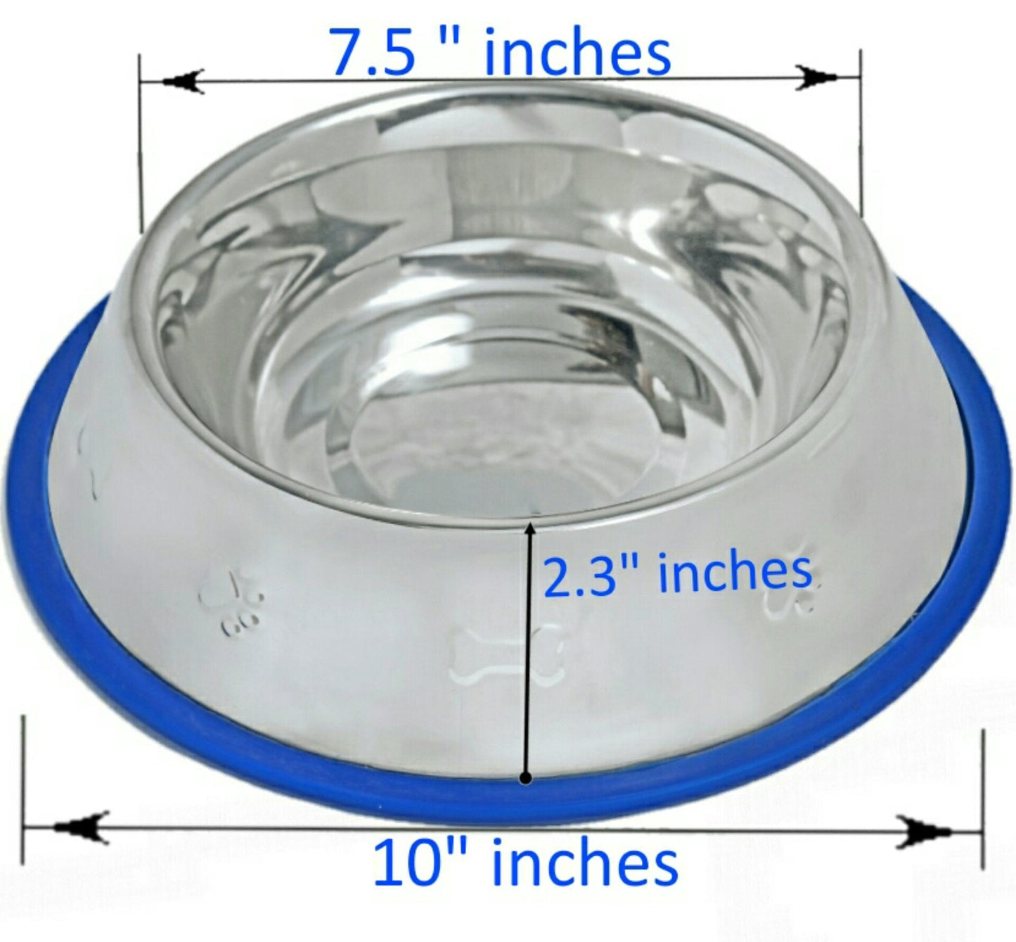 Set of 2 Etched Stainless Steel Dog Bowls with Blue Silicone Base - Angler's Pro Tackle & Outdoors