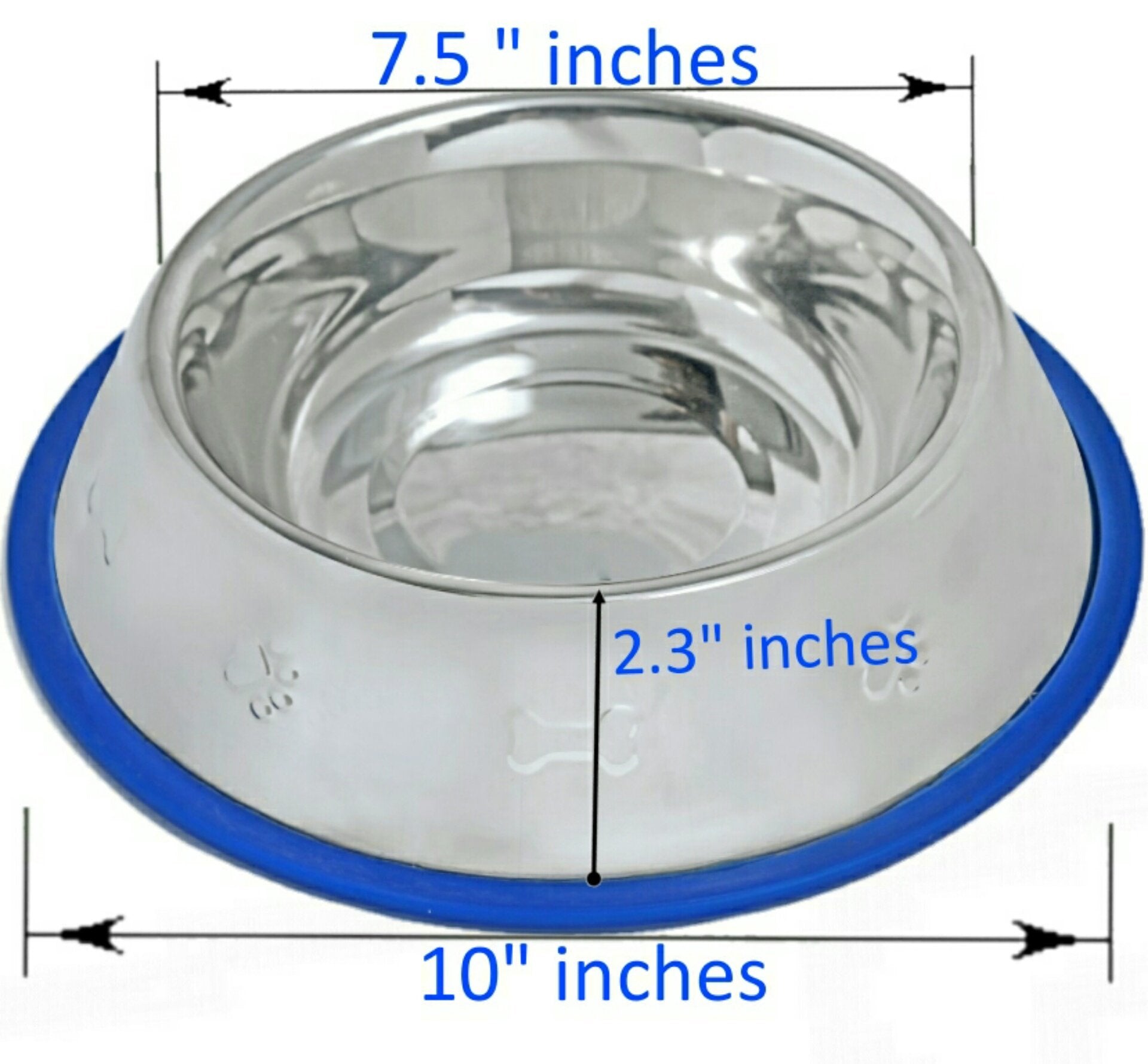 Set of 2 Etched Stainless Steel Dog Bowls with Blue Silicone Base - Angler's Pro Tackle & Outdoors