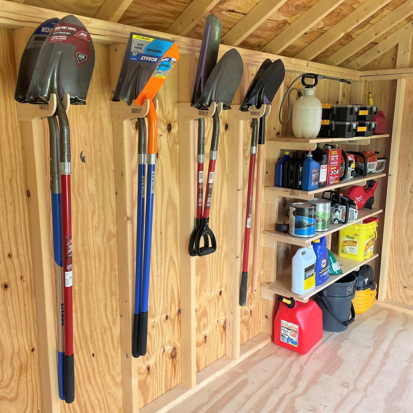 HangThis Up - Shed Shelf Bracket Kit (For 8-10" Shelving), Shed Organization/Organizer, Yard Shed, Shelving Rapid Install
