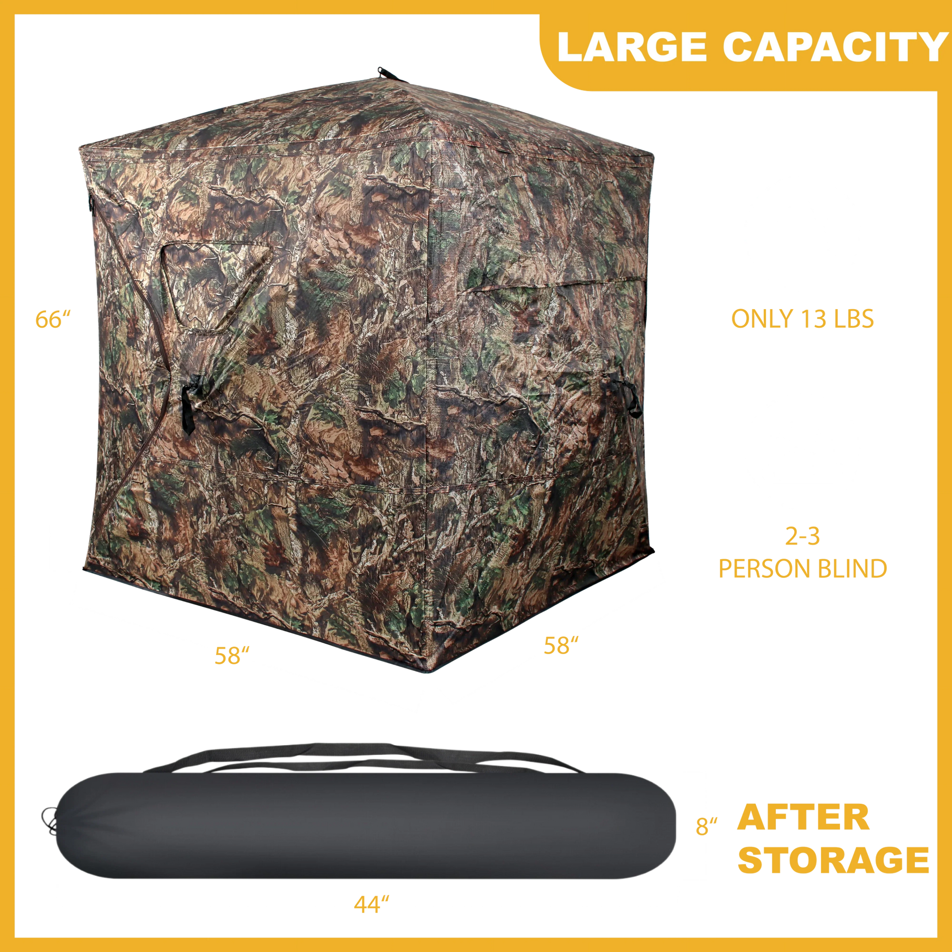 ShedOFF Waterproof 4 SIdes 270 Degree See Through Hunting Blind 2 - 3 Person Forest Camo - Angler's Pro Tackle & Outdoors