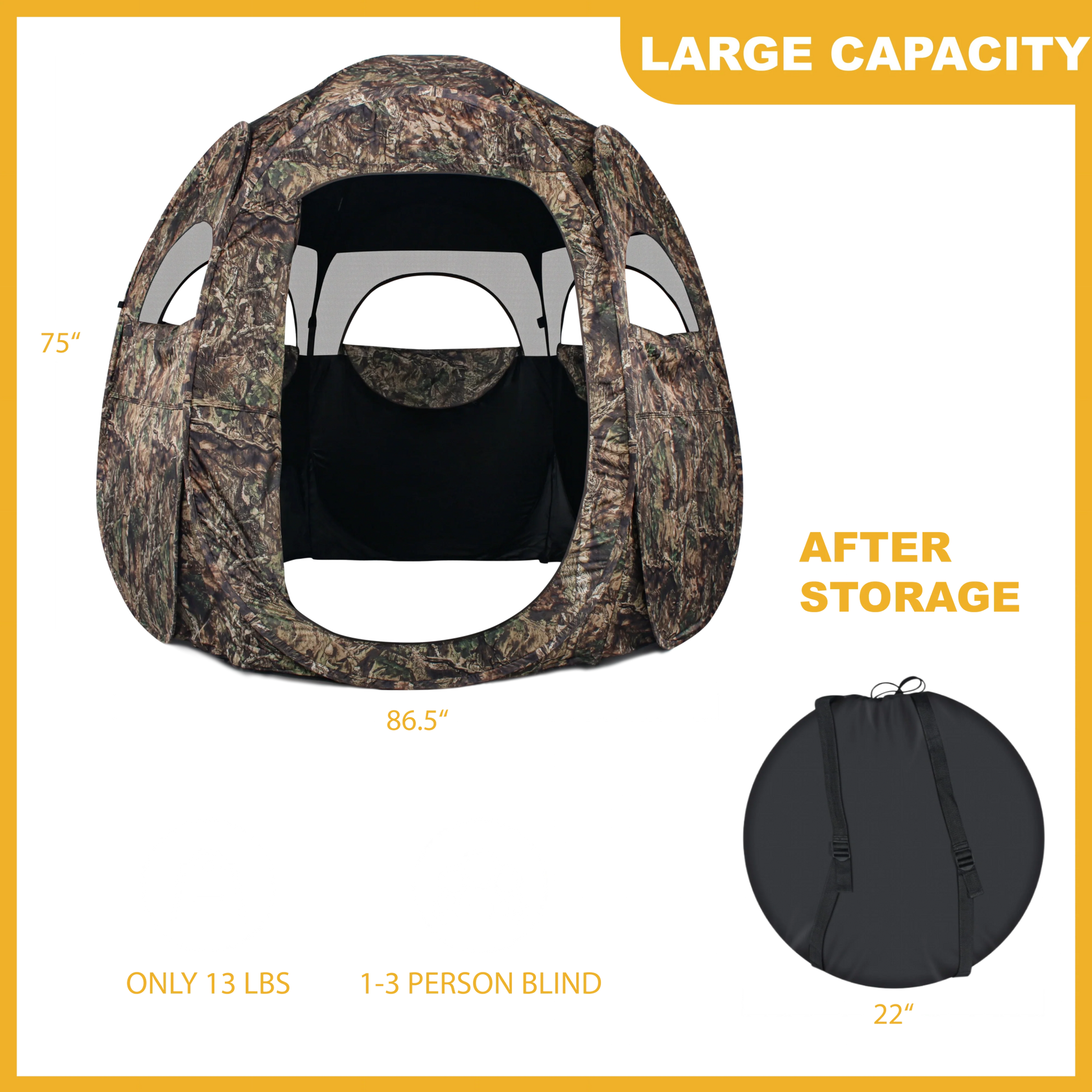 ShedOFF Waterproof Roundness 6 Sides 300 Degree See Through Hunting Blind 1 - 3 Person Veil Camo - Angler's Pro Tackle & Outdoors