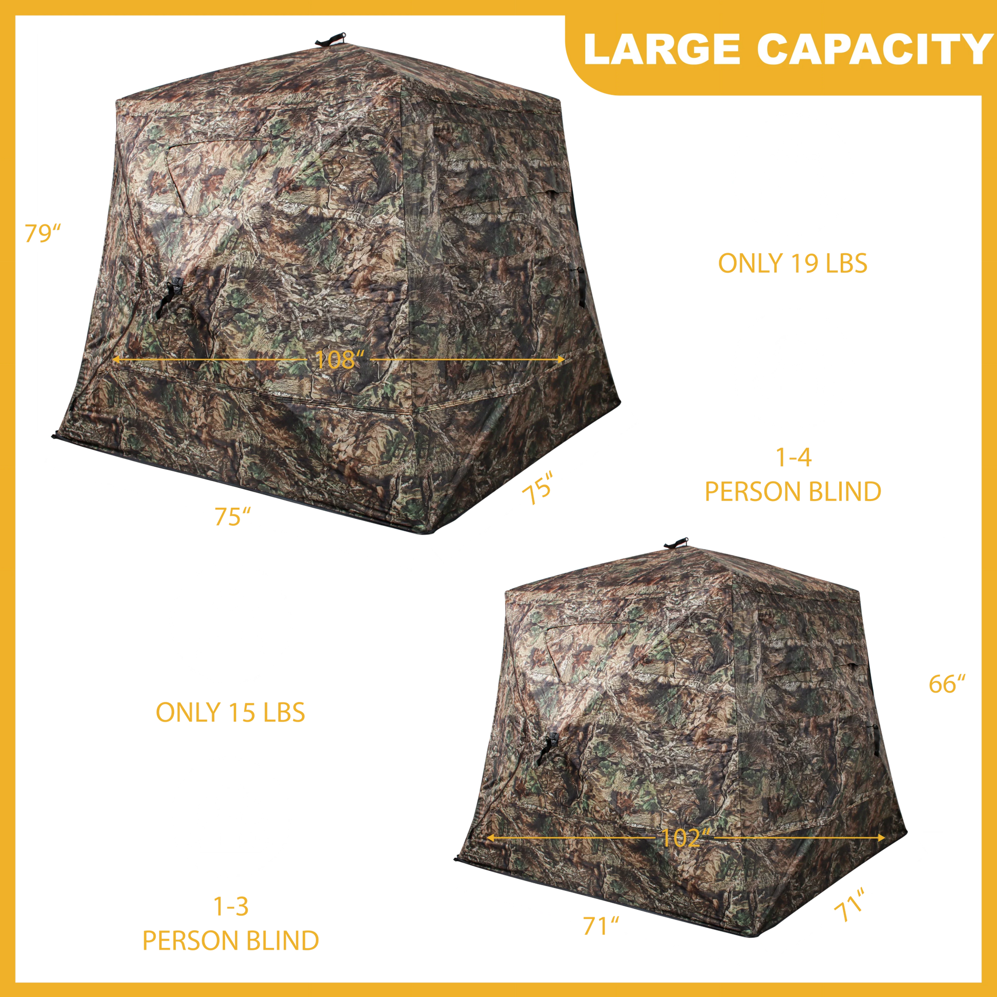 ShedOFF Wide Bottom Waterproof 4 Sides 270 Degree See Through Hunting Blind 2 - 3 Person Veil Camo - Angler's Pro Tackle & Outdoors