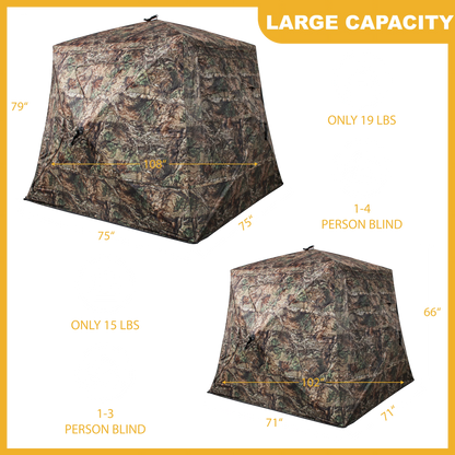 ShedOFF Wide Bottom Waterproof 4 Sides 270 Degree See Through Hunting Blind 2 - 3 Person Veil Camo - Angler's Pro Tackle & Outdoors